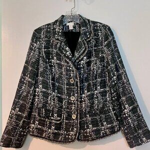 Holiday jacket magic! Sparkles, fringe, and gorgeous buttons.